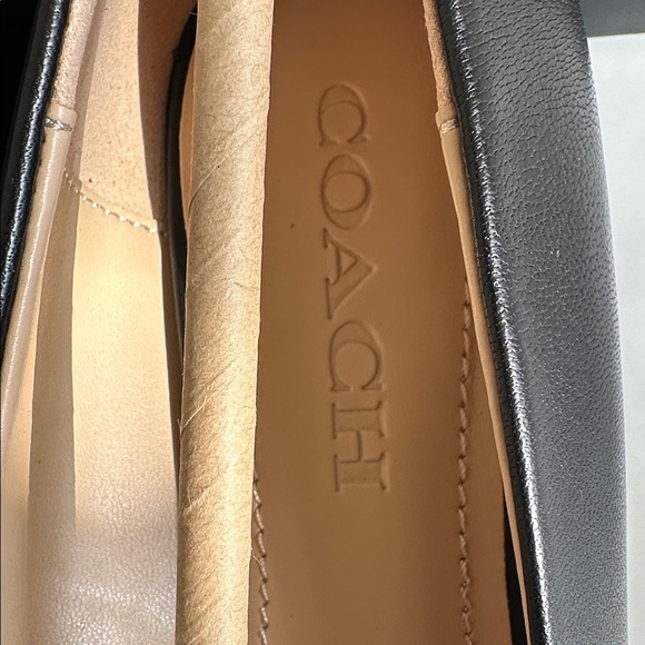 Coach Black Leather Pointed Low Heel Pump with Gold Bead Trim US Size 8B - Picture 7 of 16